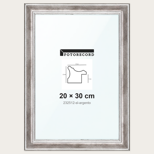 Cornice su misura 20x30 cm -- Argento Lucida | 232512-sl-argento