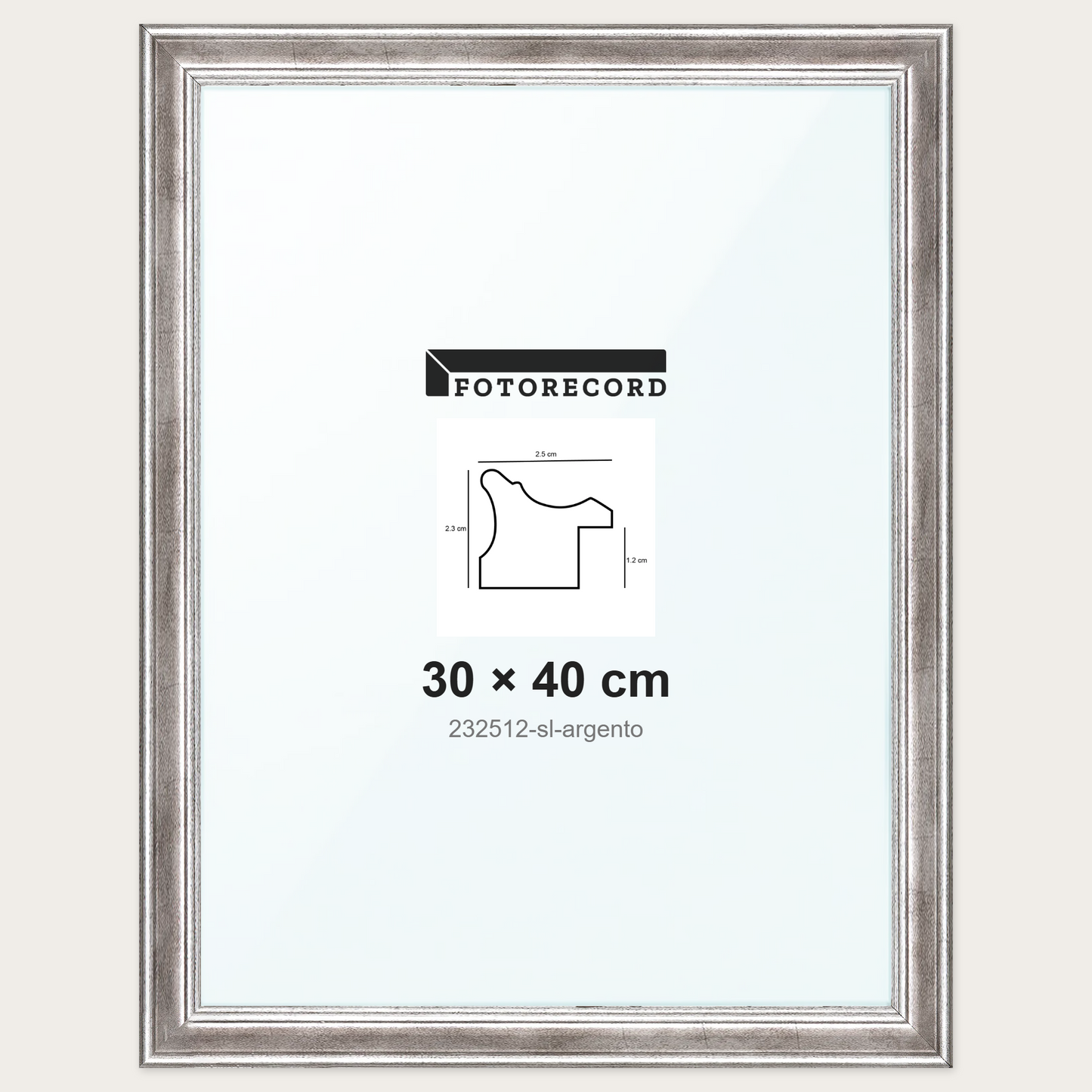 Cornice su misura 30x40 cm -- Argento Lucida | 232512-sl-argento