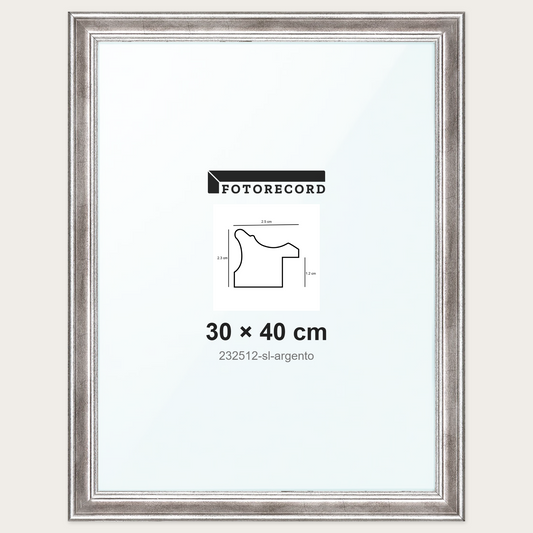 Cornice su misura 30x40 cm -- Argento Lucida | 232512-sl-argento