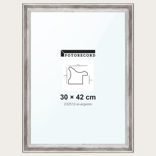 Cornice su misura 30x42 cm -- Argento Lucida | 232512-sl-argento