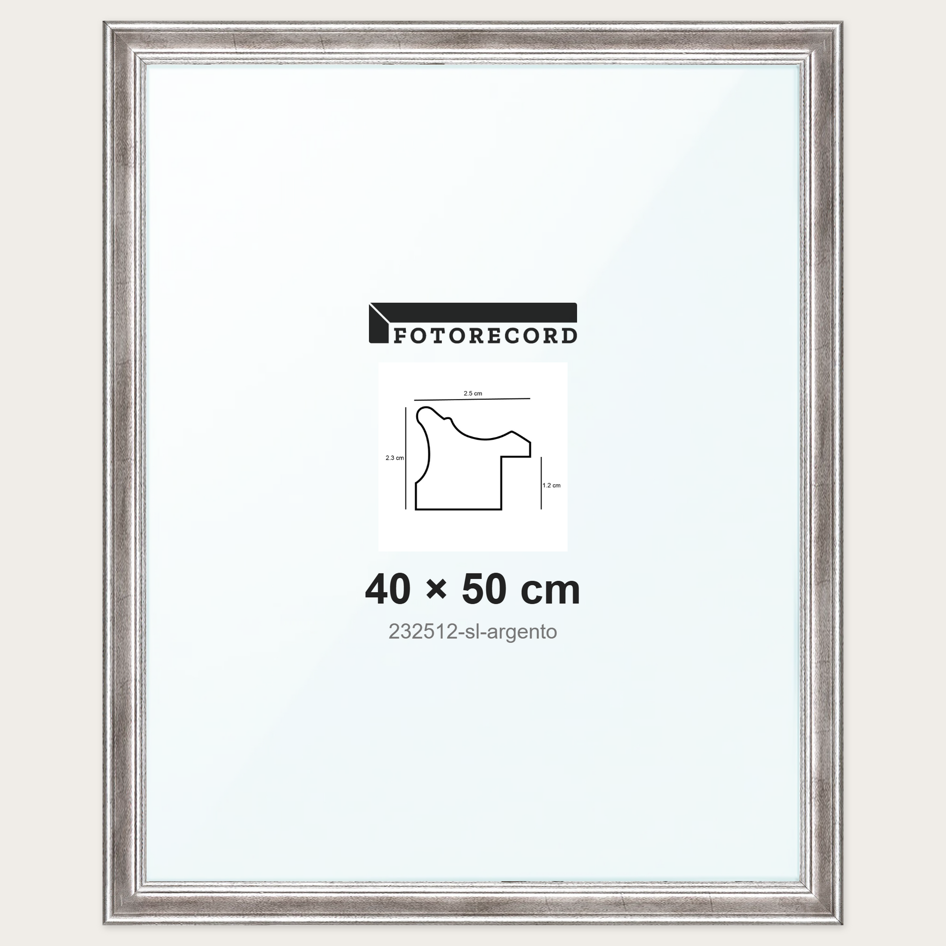 Cornice su misura 40x50 cm -- Argento Lucida | 232512-sl-argento
