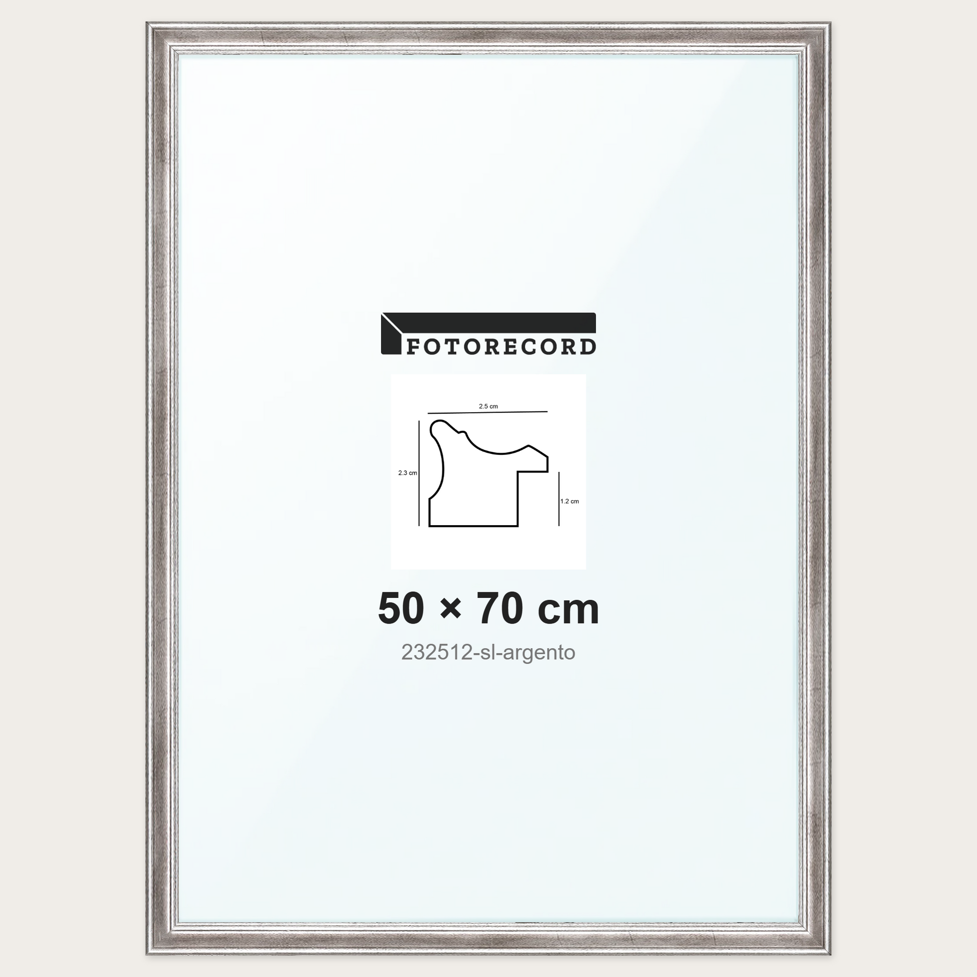 Cornice su misura 50x70 cm -- Argento Lucida | 232512-sl-argento