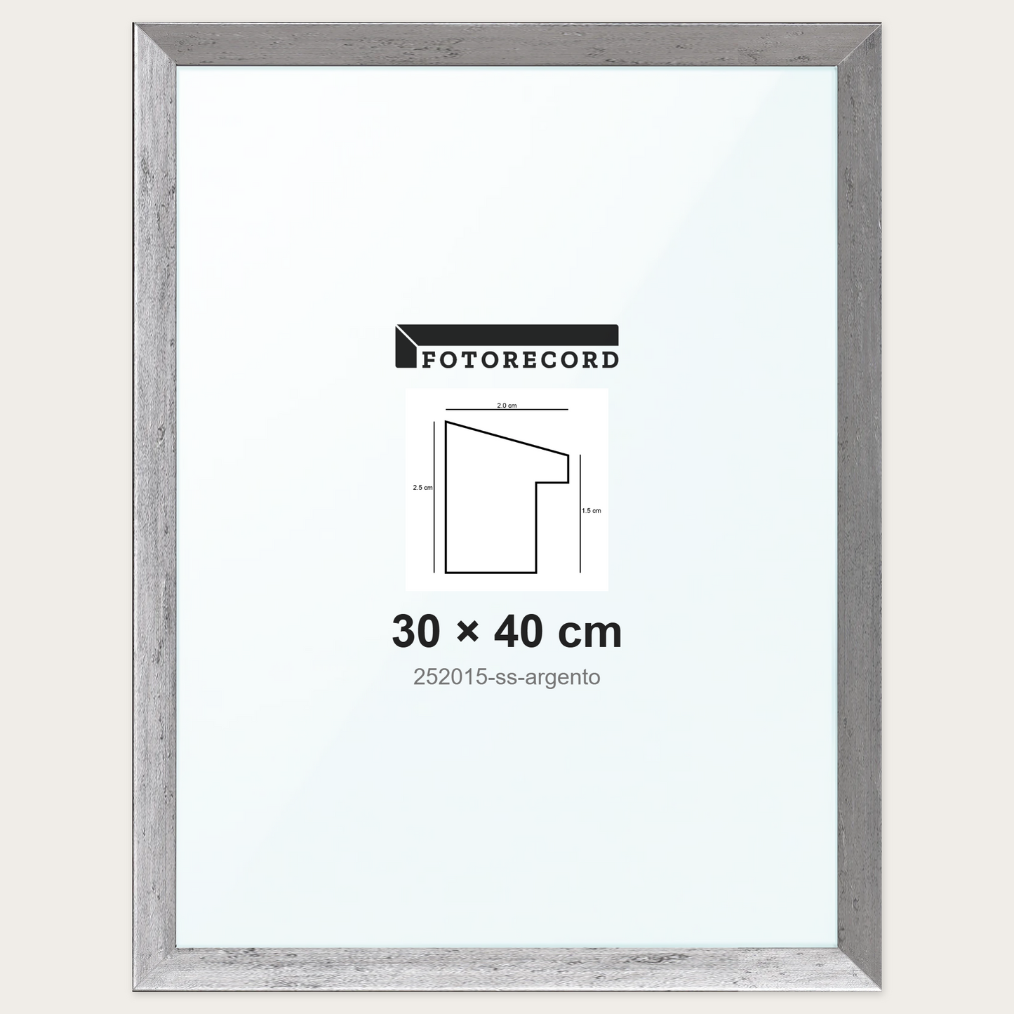 Cornice su misura 30x40 cm -- Argento Satinata | 252015-ss-argento