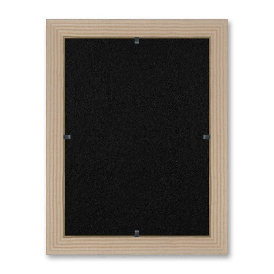 Il retro del kit cornice completa: il pannello in MDF montato nella battuta