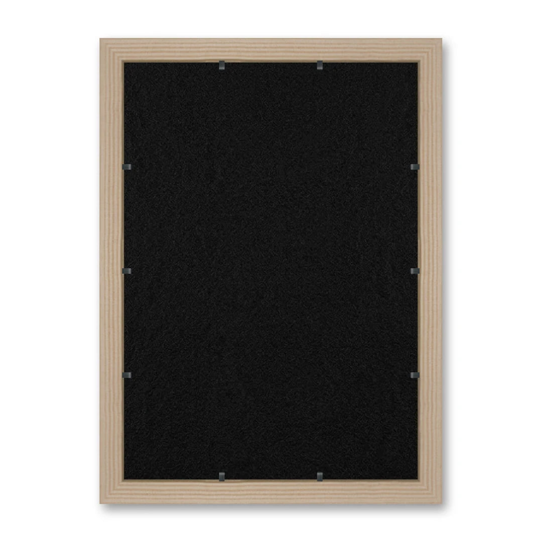 Il retro del kit cornice completa: il pannello in MDF montato nella battuta