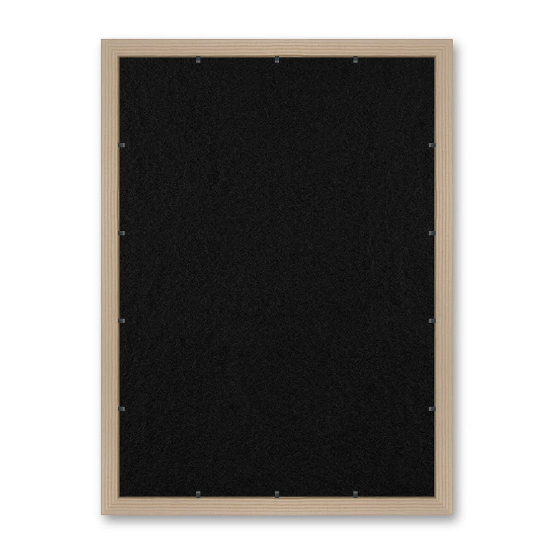 Il retro del kit cornice completa: il pannello in MDF montato nella battuta