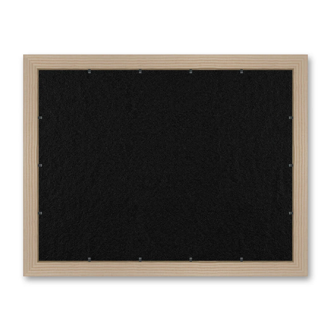 Il retro del kit cornice completa: il pannello in MDF montato nella battuta, di traverso