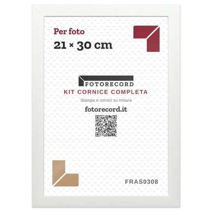 Il kit cornice completa 21×30 cm col foglio segnaposto Fotorecord: al suo posto va la tua foto
