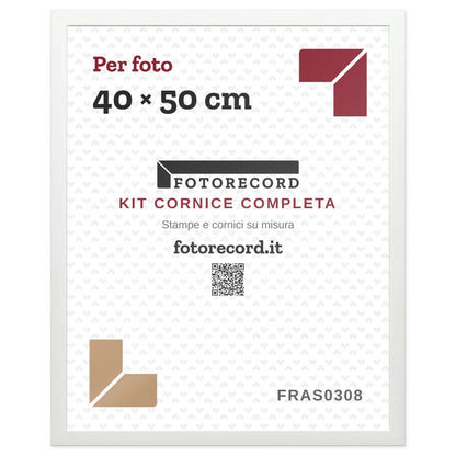 Il kit cornice completa 40×50 cm col foglio segnaposto Fotorecord: al suo posto va la tua foto