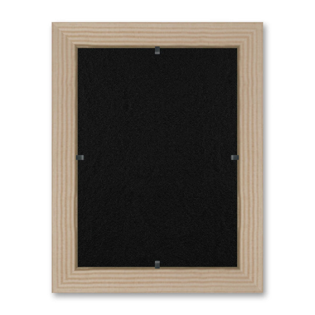 Il retro del kit cornice completa: il pannello in MDF montato nella battuta