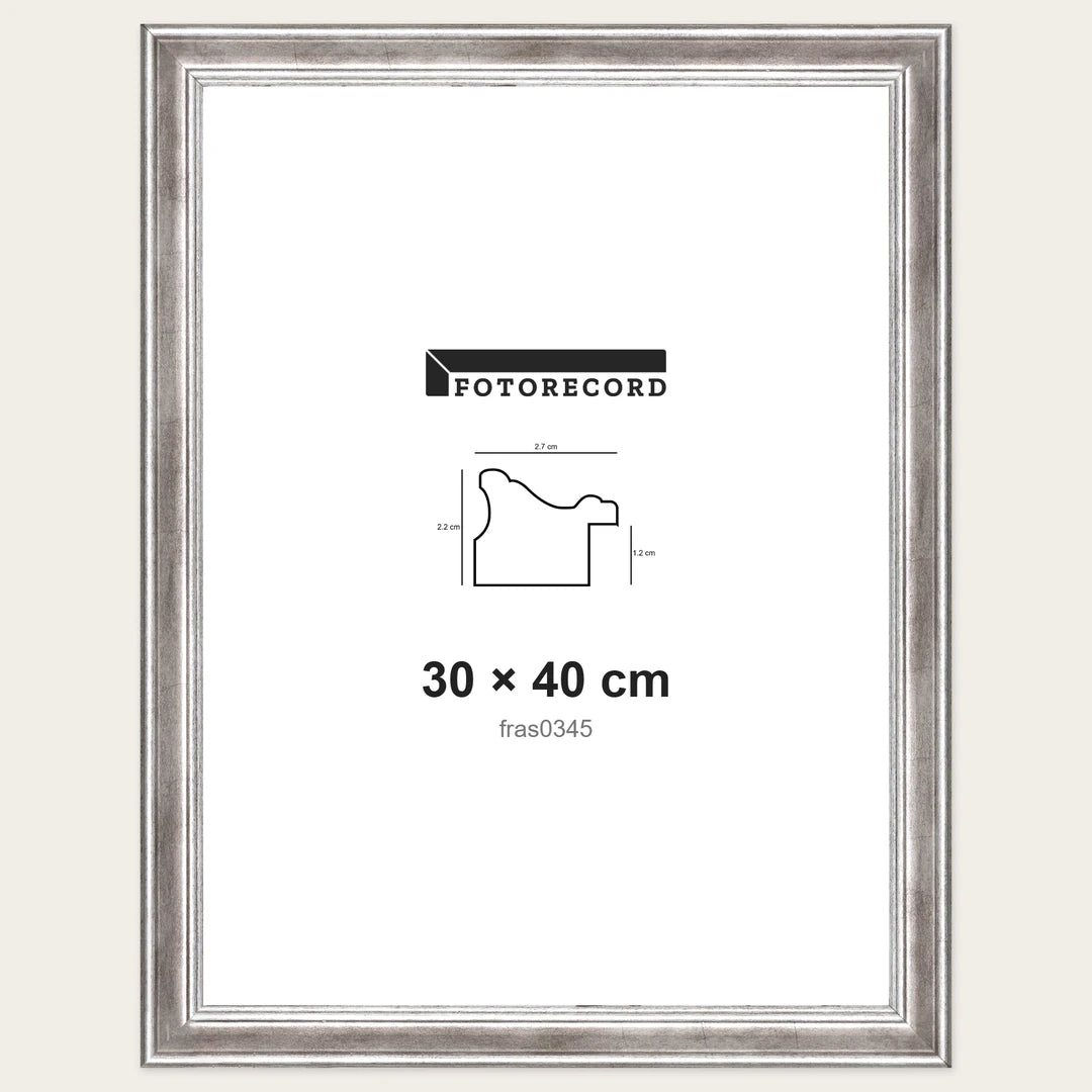 Kit Cornice Completa 30x40 cm — Argento Lucido | fras0345