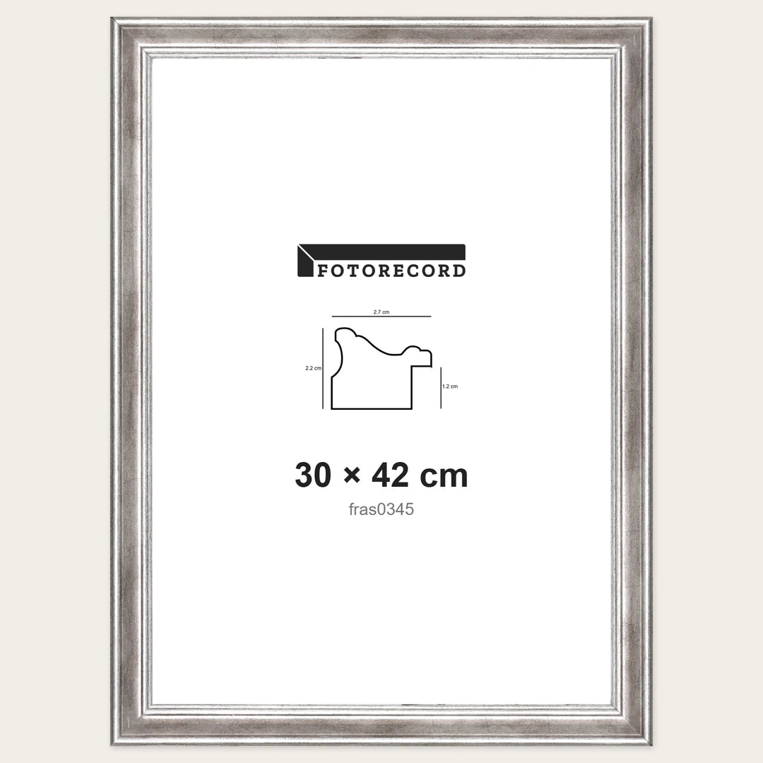 Kit Cornice Completa 30x42 cm — Argento Lucido | fras0345