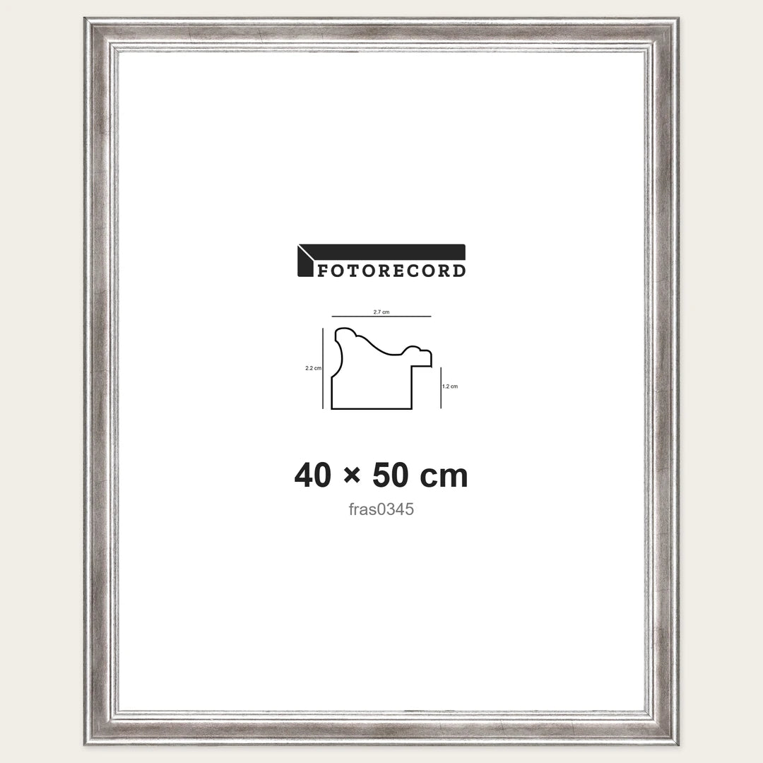 Kit Cornice Completa 40x50 cm — Argento Lucido | fras0345