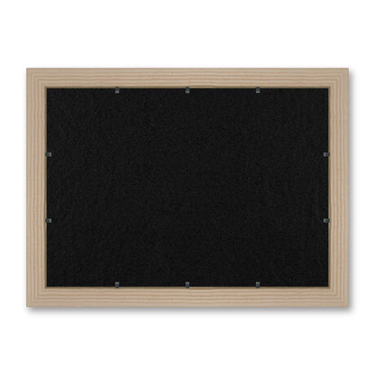 Il retro del kit cornice completa: il pannello in MDF montato nella battuta, di traverso
