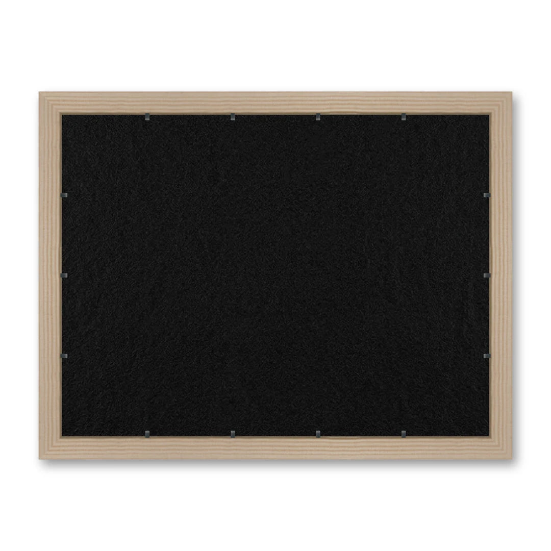 Il retro del kit cornice completa: il pannello in MDF montato nella battuta, di traverso