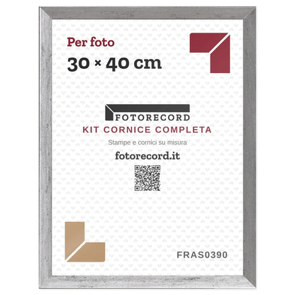Il kit cornice completa 30×40 cm col foglio segnaposto Fotorecord: al suo posto va la tua foto