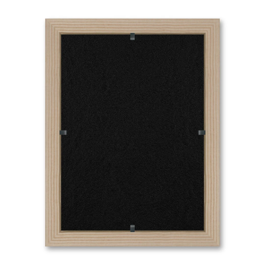 Il retro del kit cornice completa: il pannello in MDF montato nella battuta