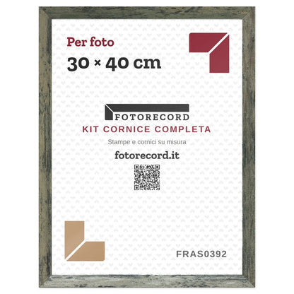 Il kit cornice completa 30×40 cm col foglio segnaposto Fotorecord: al suo posto va la tua foto