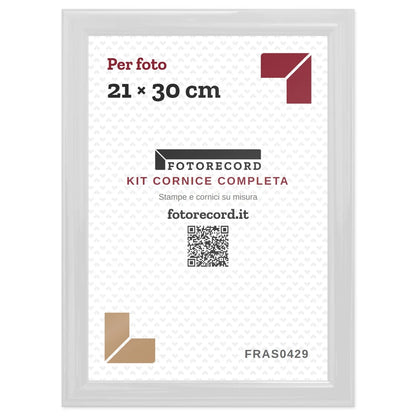 Il kit cornice completa 21×30 cm col foglio segnaposto Fotorecord: al suo posto va la tua foto