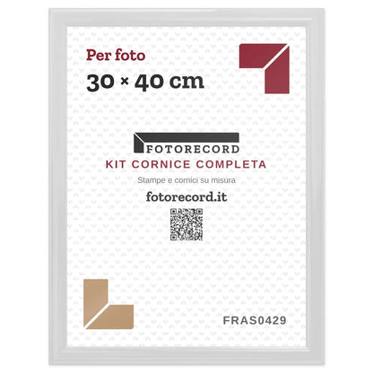 Il kit cornice completa 30×40 cm col foglio segnaposto Fotorecord: al suo posto va la tua foto