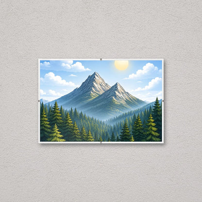 La montatura a giorno 20×30 cm a parete di traverso, con una fotografia di esempio: la stampa non è inclusa nel kit