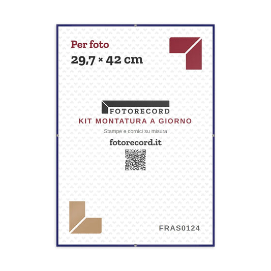 La montatura a giorno 29,7×42 cm col foglio segnaposto Fotorecord: al suo posto va la tua foto