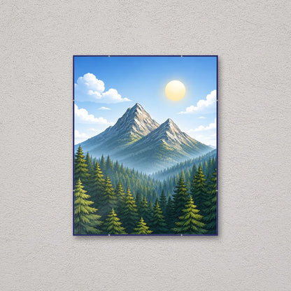 La montatura a giorno 40×50 cm a parete, con una fotografia di esempio: la stampa non è inclusa nel kit