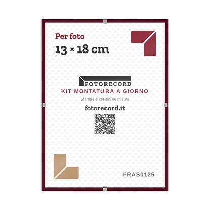 La montatura a giorno 13×18 cm col foglio segnaposto Fotorecord: al suo posto va la tua foto