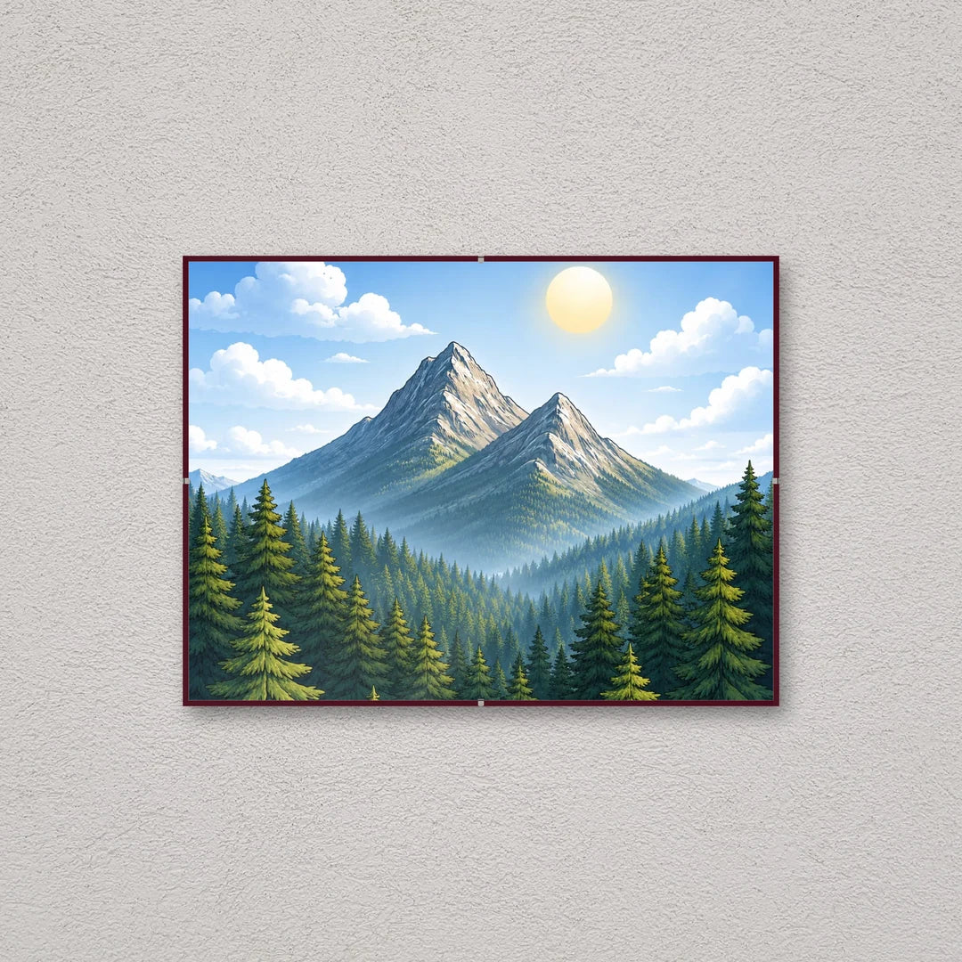 La montatura a giorno 30×40 cm a parete di traverso, con una fotografia di esempio: la stampa non è inclusa nel kit