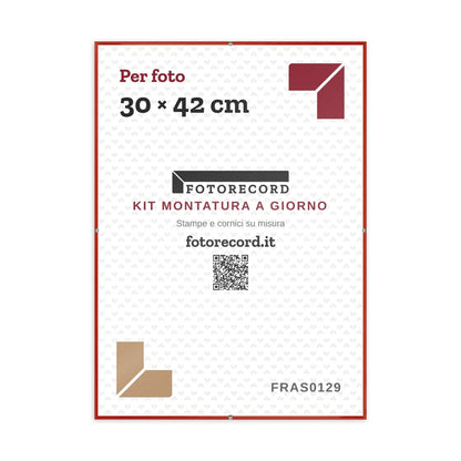 La montatura a giorno 30×42 cm col foglio segnaposto Fotorecord: al suo posto va la tua foto