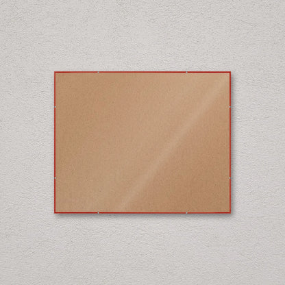 La montatura a giorno 40×50 cm a parete di traverso, senza stampa: attraverso il fronte si vede il retro in MDF
