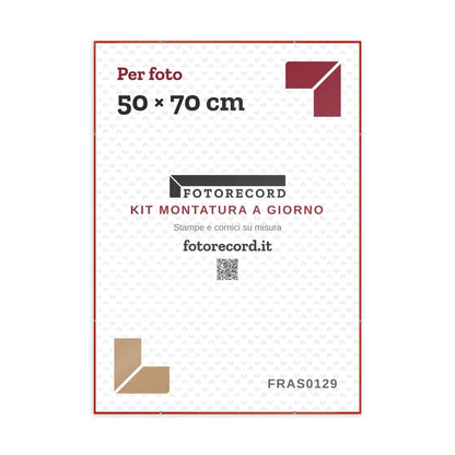 La montatura a giorno 50×70 cm col foglio segnaposto Fotorecord: al suo posto va la tua foto