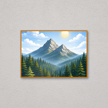 La montatura a giorno 21×30 cm a parete di traverso, con una fotografia di esempio: la stampa non è inclusa nel kit
