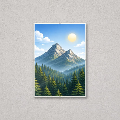La montatura a giorno 21×30 cm a parete, con una fotografia di esempio: la stampa non è inclusa nel kit