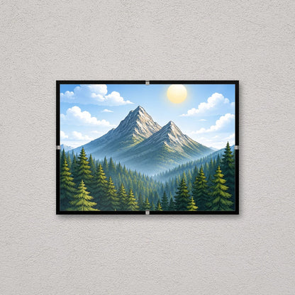 La montatura a giorno 13×18 cm a parete di traverso, con una fotografia di esempio: la stampa non è inclusa nel kit