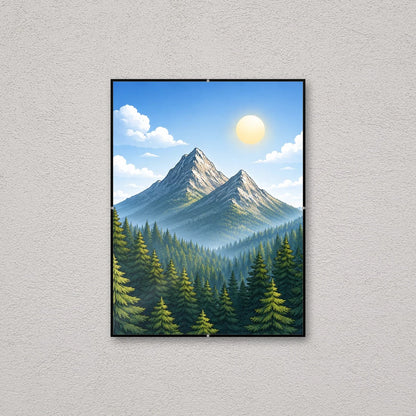 La montatura a giorno 30×40 cm a parete, con una fotografia di esempio: la stampa non è inclusa nel kit