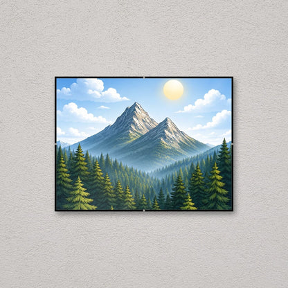 La montatura a giorno 30×40 cm a parete di traverso, con una fotografia di esempio: la stampa non è inclusa nel kit