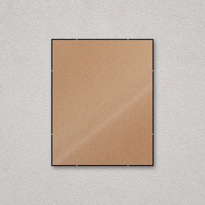 La montatura a giorno 40×50 cm a parete, senza stampa: attraverso il fronte si vede il retro in MDF