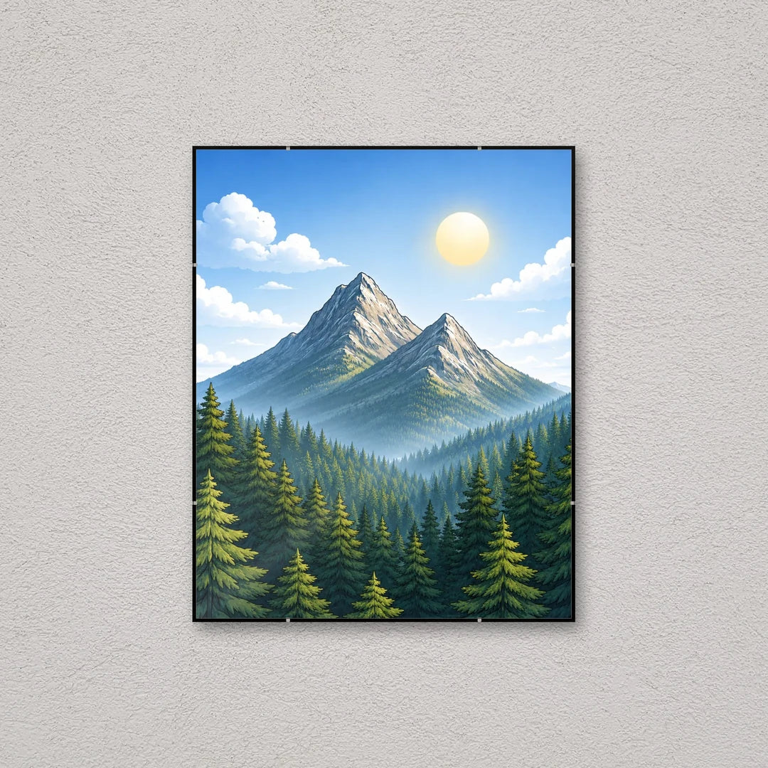 La montatura a giorno 40×50 cm a parete, con una fotografia di esempio: la stampa non è inclusa nel kit