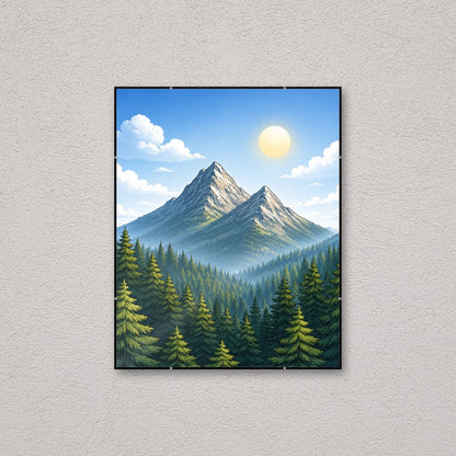 La montatura a giorno 40×50 cm a parete, con una fotografia di esempio: la stampa non è inclusa nel kit