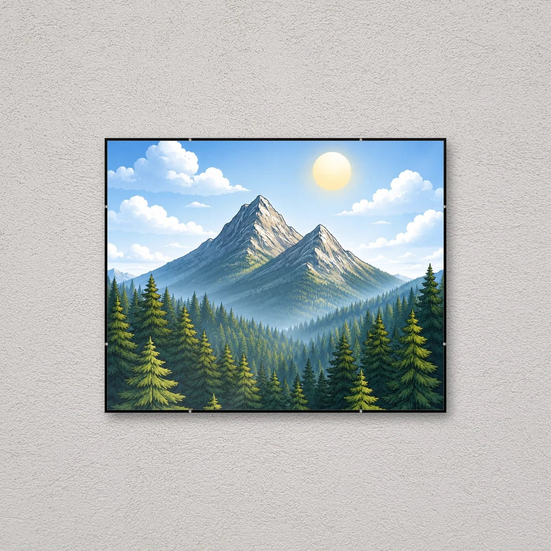 La montatura a giorno 40×50 cm a parete di traverso, con una fotografia di esempio: la stampa non è inclusa nel kit