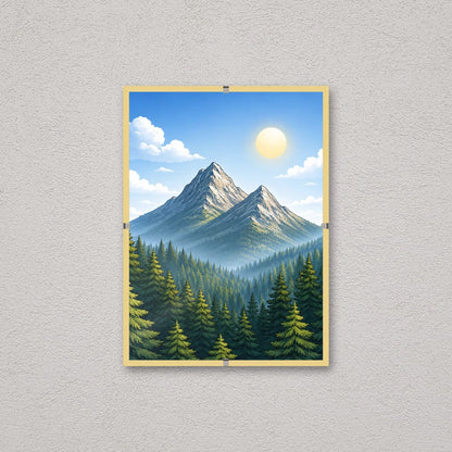 La montatura a giorno 13×18 cm a parete, con una fotografia di esempio: la stampa non e' inclusa nel kit