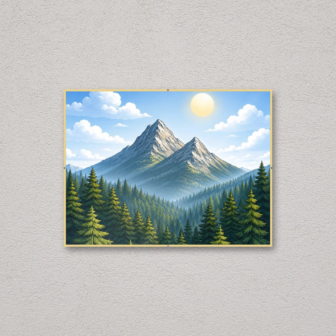 La montatura a giorno 30×40 cm a parete di traverso, con una fotografia di esempio: la stampa non è inclusa nel kit