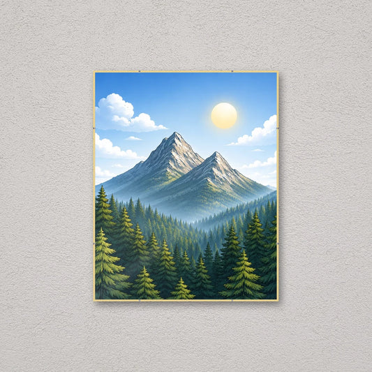 La montatura a giorno 40×50 cm a parete, con una fotografia di esempio: la stampa non e' inclusa nel kit