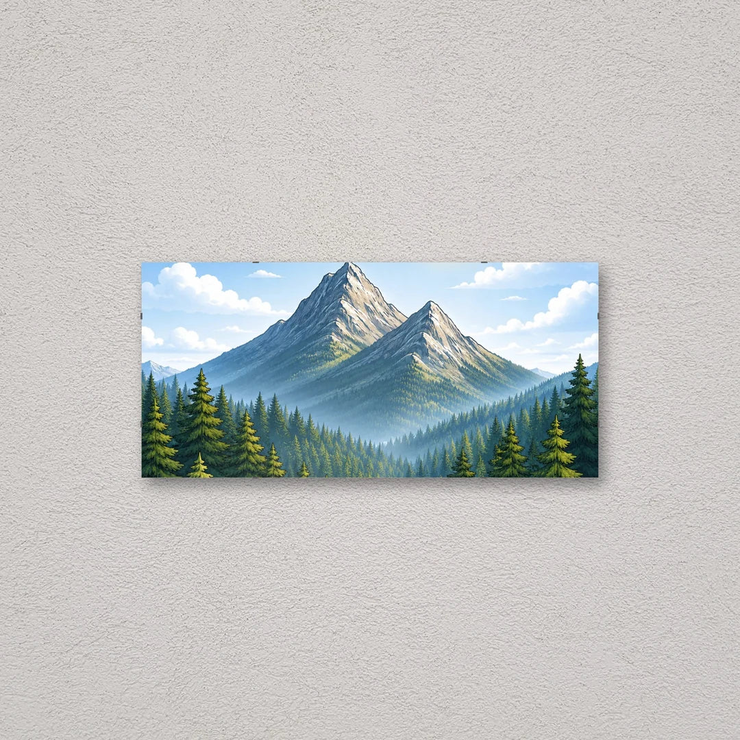 Il pannello solo vetro 33×70 cm a parete di traverso, con una fotografia di esempio: la stampa non è inclusa nel kit