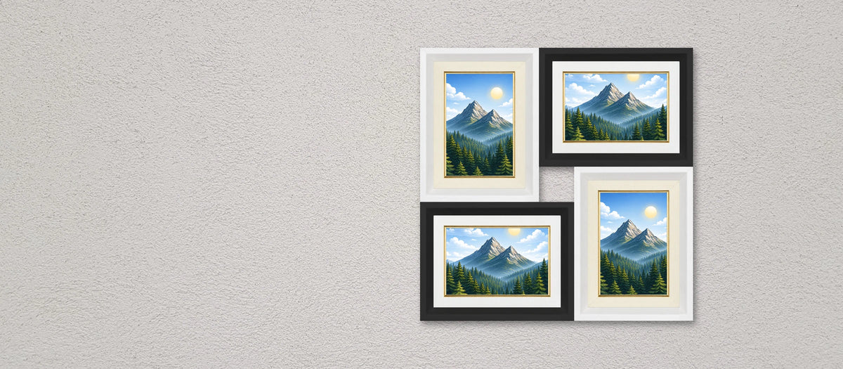 Cornice multipla Girandola bianco e nero appesa, con quattro foto